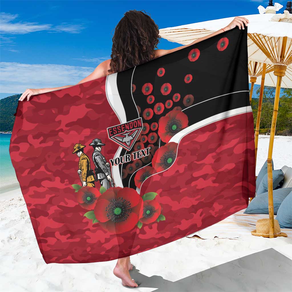 Essendon Bombers ANZAC Personalised Sarong Lest We Forget Poppy Camo