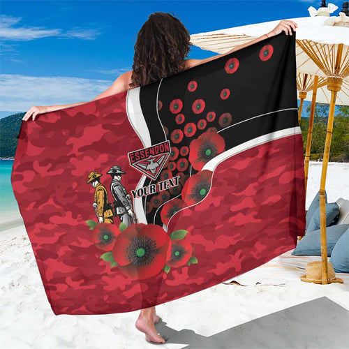 Essendon Bombers ANZAC Personalised Sarong Lest We Forget Poppy Camo