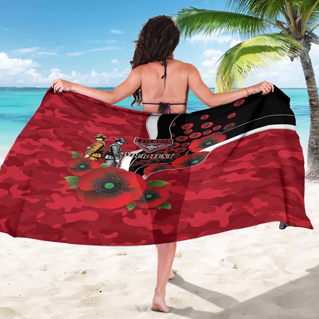Essendon Bombers ANZAC Personalised Sarong Lest We Forget Poppy Camo