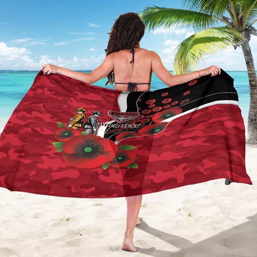 Essendon Bombers ANZAC Personalised Sarong Lest We Forget Poppy Camo
