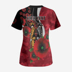 Essendon Bombers ANZAC Personalised Scrub Top Lest We Forget Poppy Camo