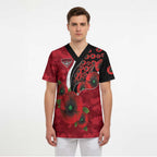 Essendon Bombers ANZAC Personalised Scrub Top Lest We Forget Poppy Camo