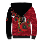 Essendon Bombers ANZAC Personalised Sherpa Hoodie Lest We Forget Poppy Camo