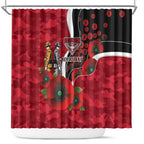Essendon Bombers ANZAC Personalised Shower Curtain Lest We Forget Poppy Camo