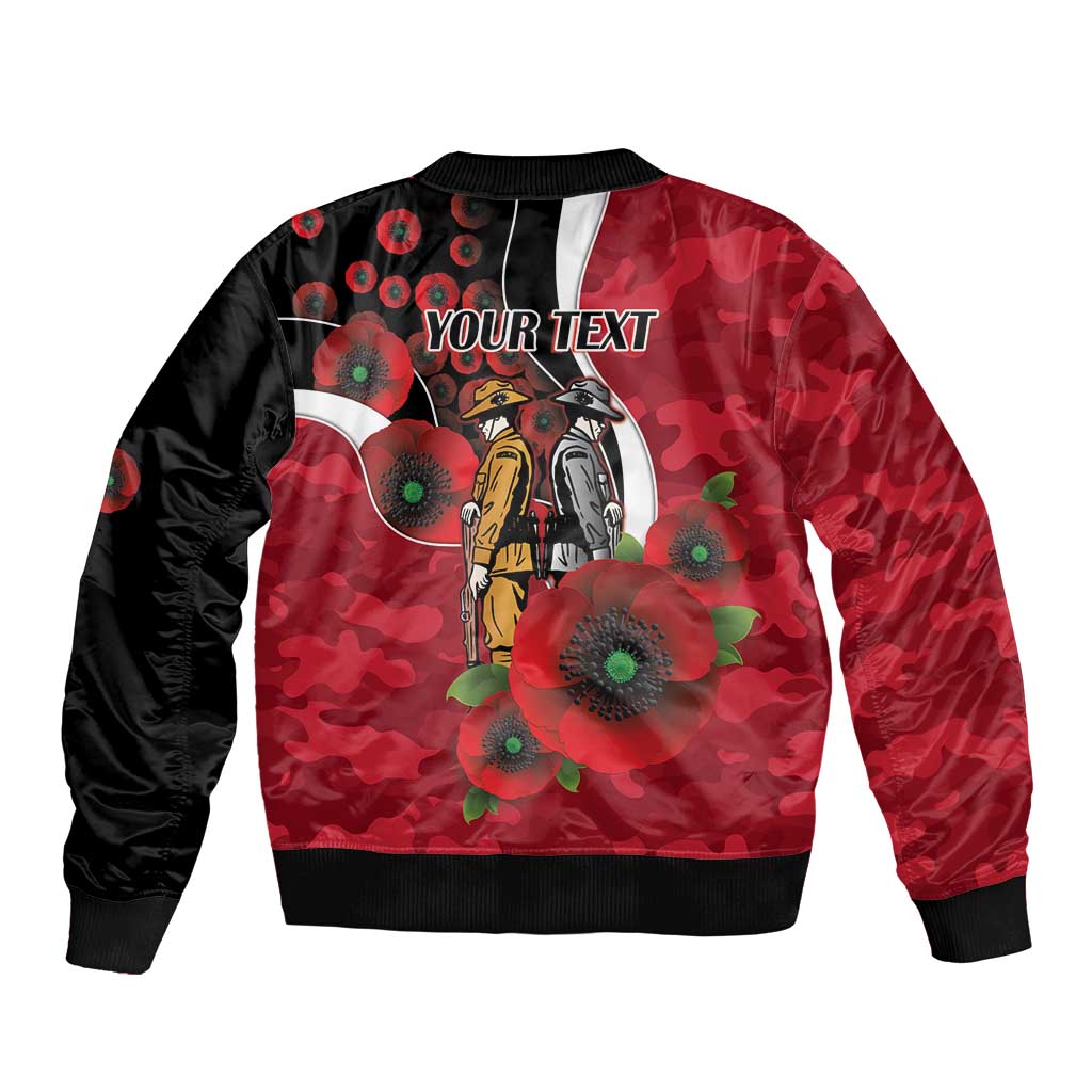 Essendon Bombers ANZAC Personalised Sleeve Zip Bomber Jacket Lest We Forget Poppy Camo
