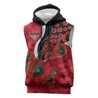 Essendon Bombers ANZAC Personalised Sleeveless Hoodie Lest We Forget Poppy Camo