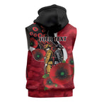 Essendon Bombers ANZAC Personalised Sleeveless Hoodie Lest We Forget Poppy Camo