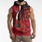 Essendon Bombers ANZAC Personalised Sleeveless Hoodie Lest We Forget Poppy Camo
