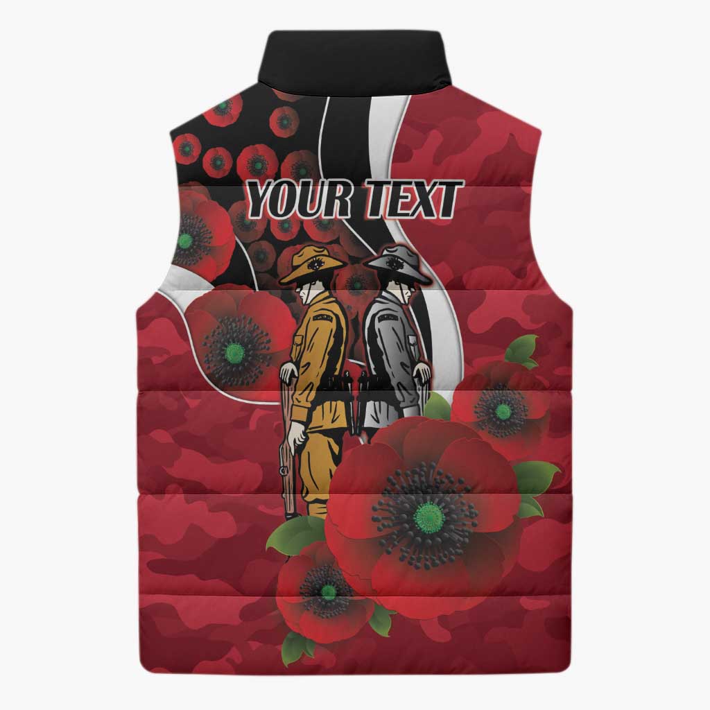 Essendon Bombers ANZAC Personalised Sleeveless Puffer Jacket Lest We Forget Poppy Camo