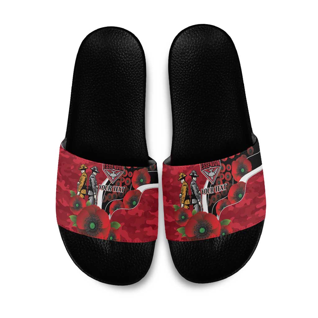 Essendon Bombers ANZAC Personalised Slide Sandals Lest We Forget Poppy Camo