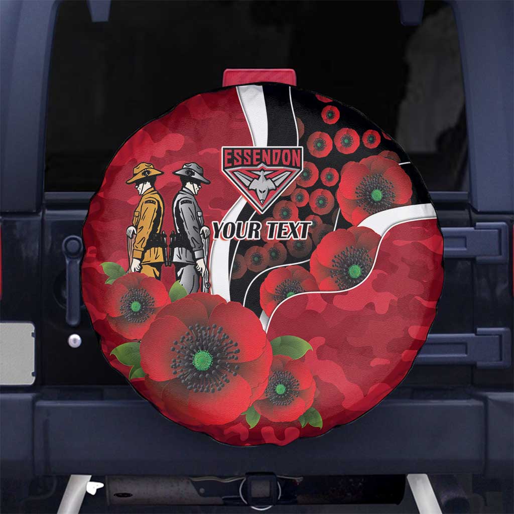 Essendon Bombers ANZAC Personalised Spare Tire Cover Lest We Forget Poppy Camo