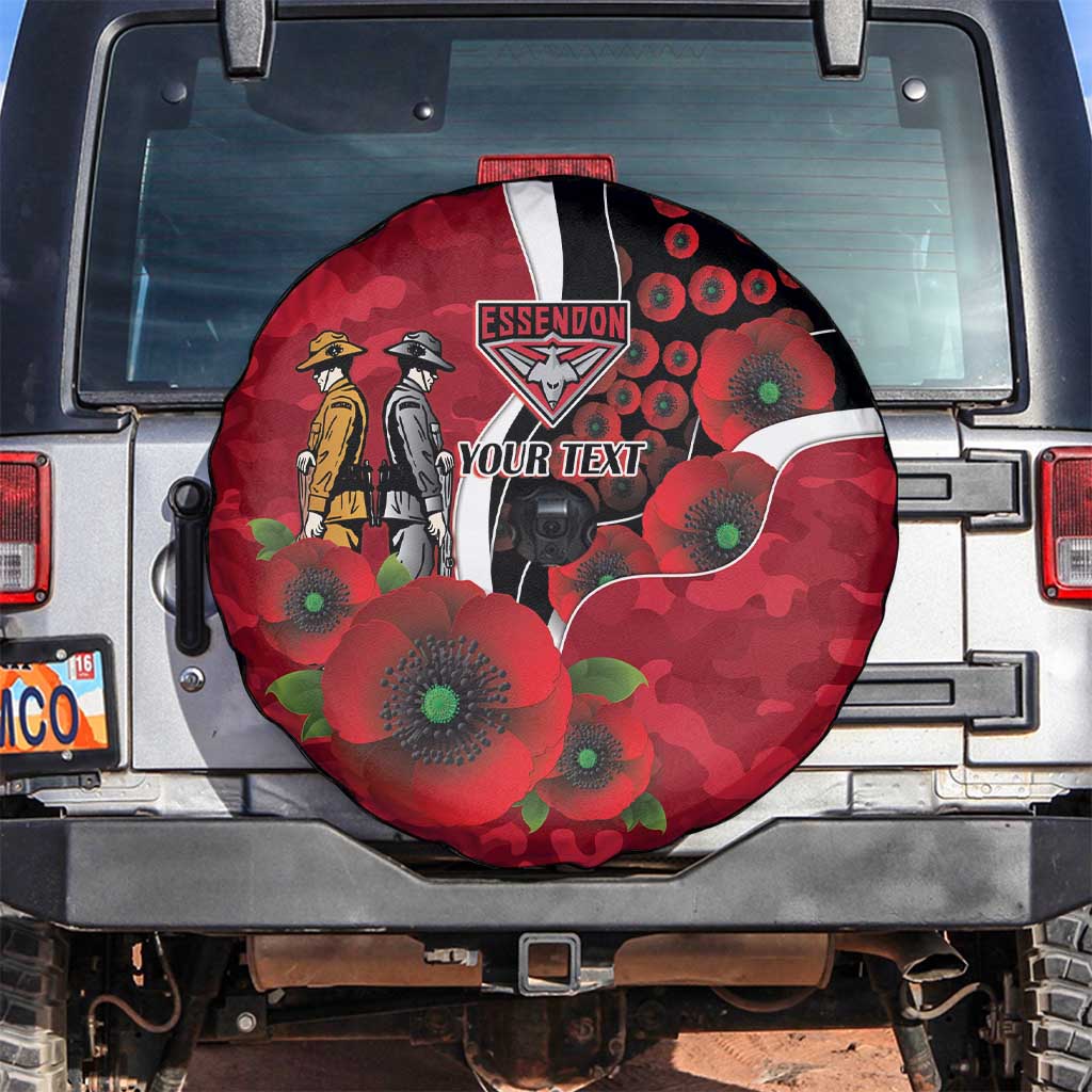 Essendon Bombers ANZAC Personalised Spare Tire Cover Lest We Forget Poppy Camo