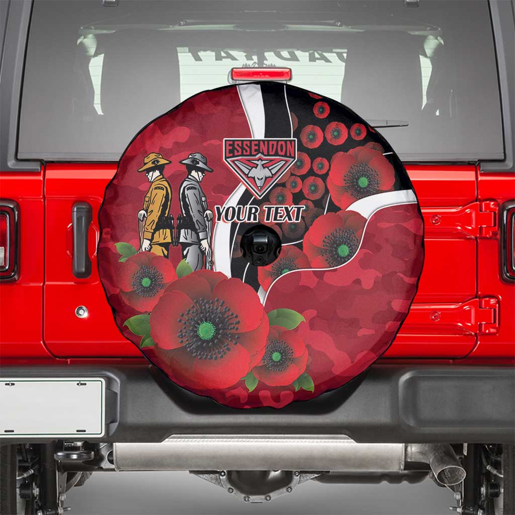 Essendon Bombers ANZAC Personalised Spare Tire Cover Lest We Forget Poppy Camo