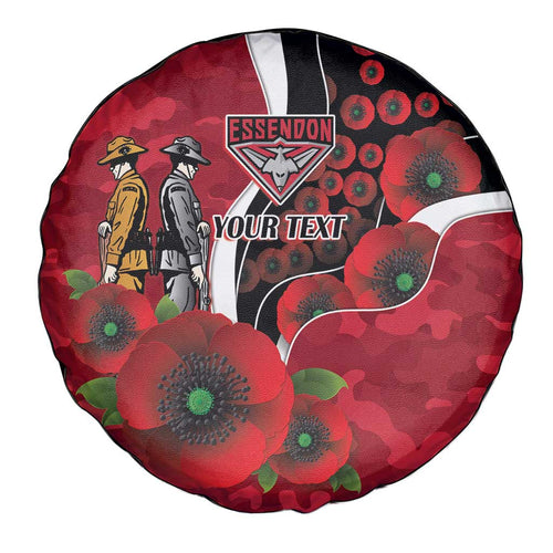 Essendon Bombers ANZAC Personalised Spare Tire Cover Lest We Forget Poppy Camo