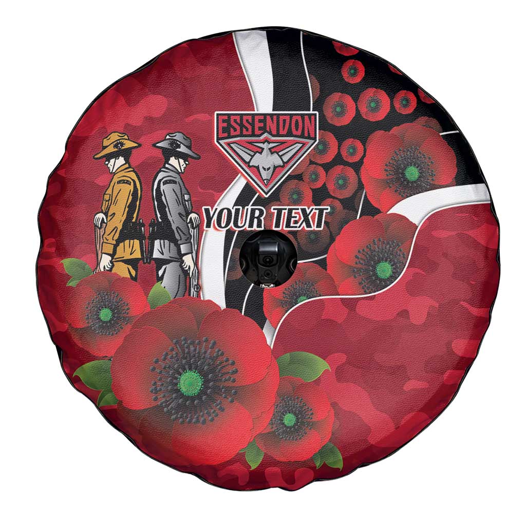 Essendon Bombers ANZAC Personalised Spare Tire Cover Lest We Forget Poppy Camo