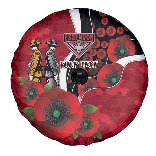 Essendon Bombers ANZAC Personalised Spare Tire Cover Lest We Forget Poppy Camo