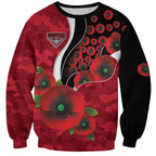 Essendon Bombers ANZAC Personalised Sweatshirt Lest We Forget Poppy Camo