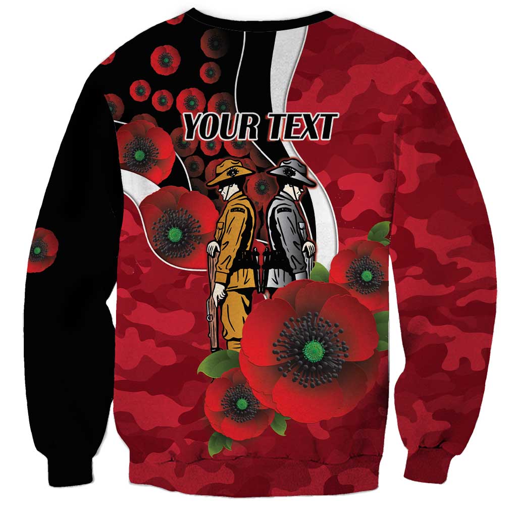 Essendon Bombers ANZAC Personalised Sweatshirt Lest We Forget Poppy Camo