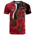 Essendon Bombers ANZAC Personalised T Shirt Lest We Forget Poppy Camo