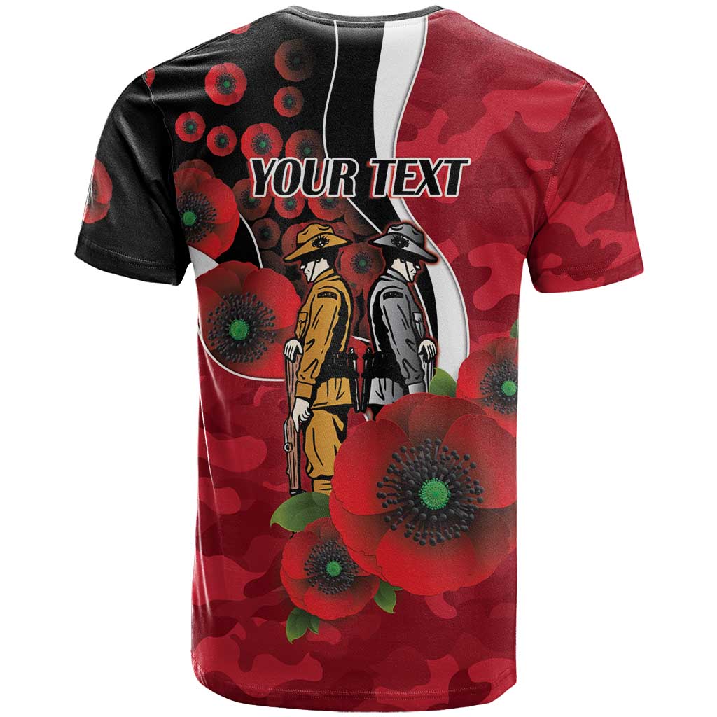 Essendon Bombers ANZAC Personalised T Shirt Lest We Forget Poppy Camo
