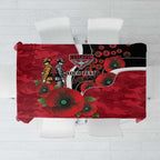 Essendon Bombers ANZAC Personalised Tablecloth Lest We Forget Poppy Camo