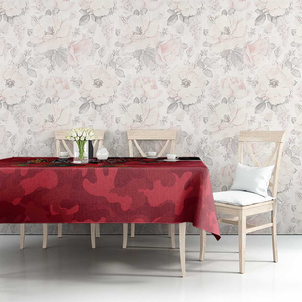 Essendon Bombers ANZAC Personalised Tablecloth Lest We Forget Poppy Camo