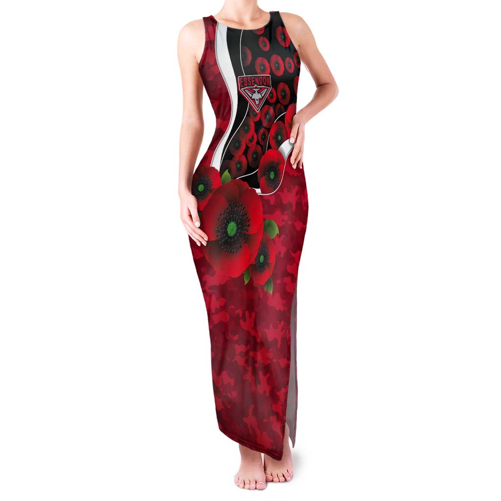 Essendon Bombers ANZAC Personalised Tank Maxi Dress Lest We Forget Poppy Camo
