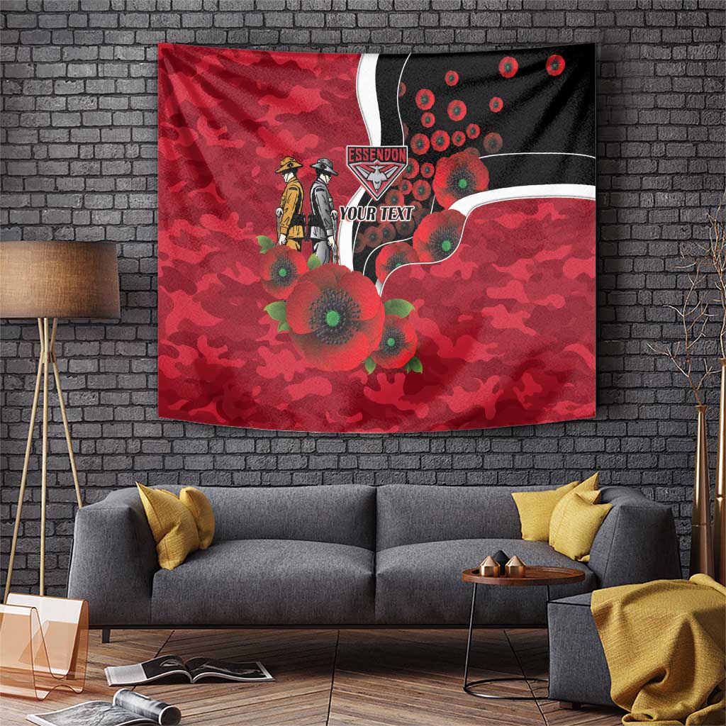 Essendon Bombers ANZAC Personalised Tapestry Lest We Forget Poppy Camo