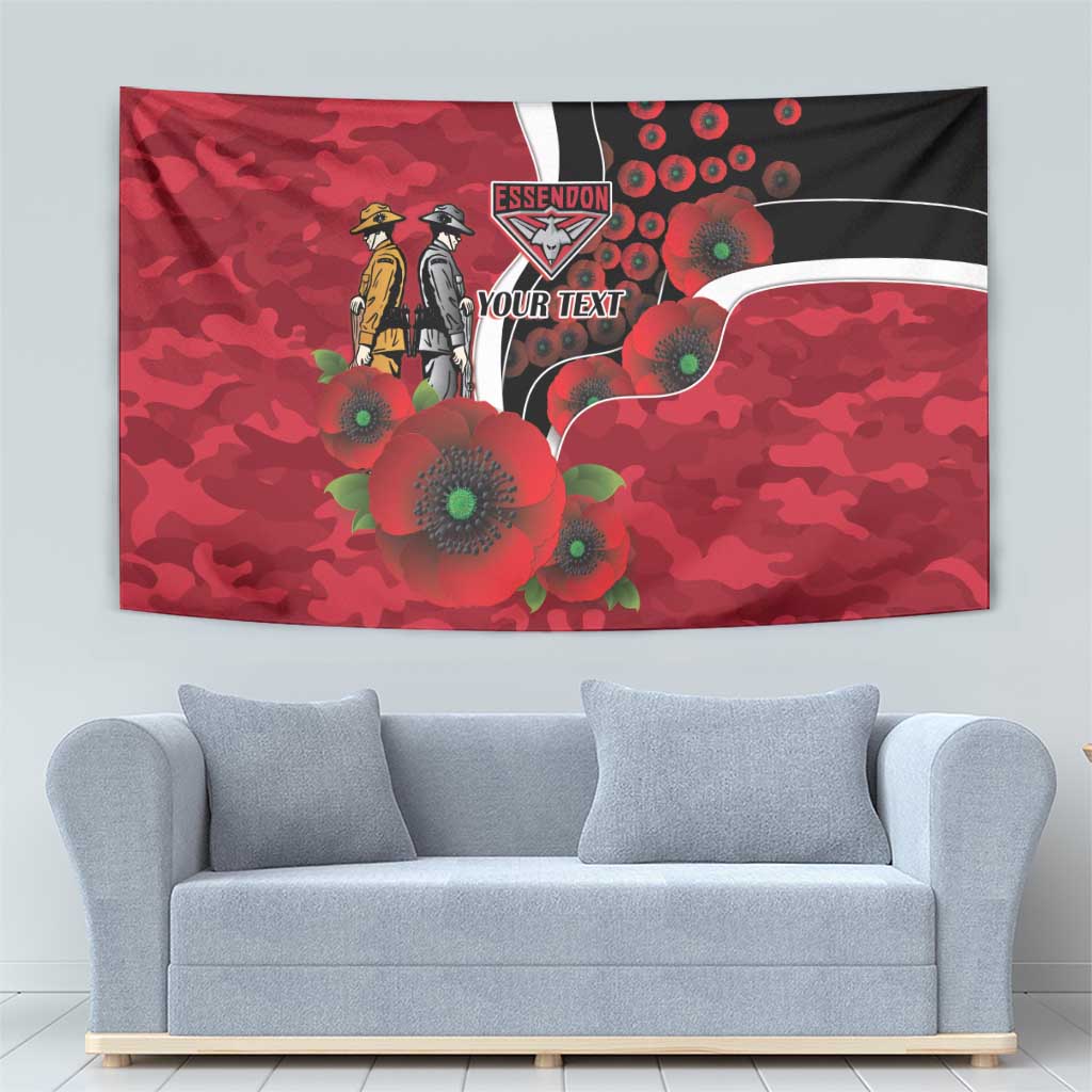 Essendon Bombers ANZAC Personalised Tapestry Lest We Forget Poppy Camo
