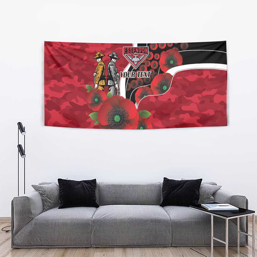 Essendon Bombers ANZAC Personalised Tapestry Lest We Forget Poppy Camo