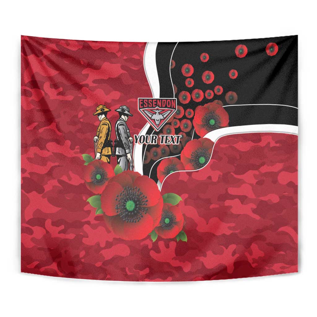 Essendon Bombers ANZAC Personalised Tapestry Lest We Forget Poppy Camo