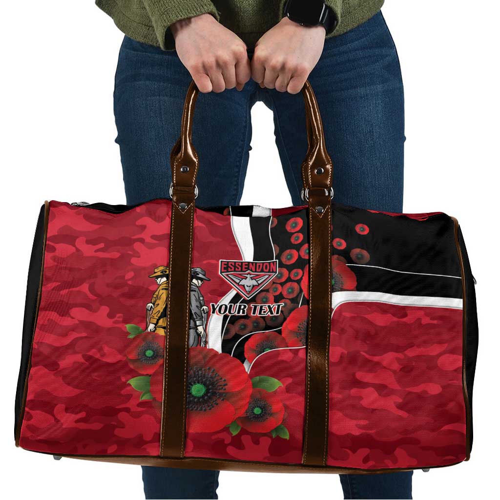Essendon Bombers ANZAC Personalised Travel Bag Lest We Forget Poppy Camo