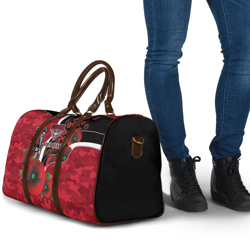 Essendon Bombers ANZAC Personalised Travel Bag Lest We Forget Poppy Camo