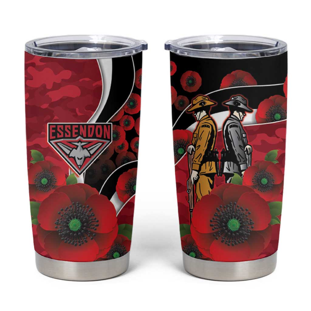 Essendon Bombers ANZAC Personalised Tumbler Cup Lest We Forget Poppy Camo