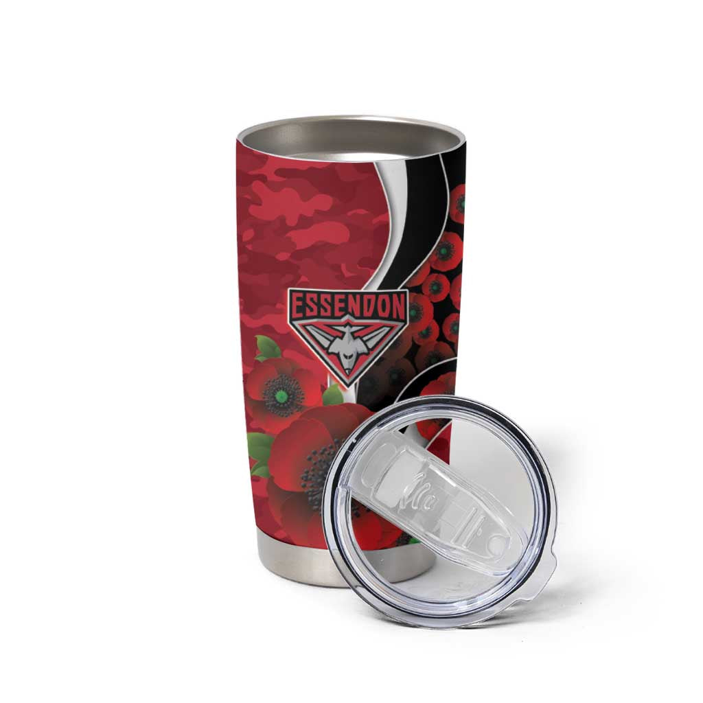 Essendon Bombers ANZAC Personalised Tumbler Cup Lest We Forget Poppy Camo