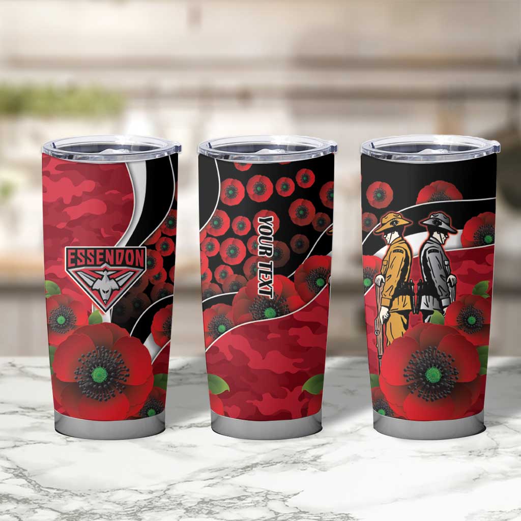 Essendon Bombers ANZAC Personalised Tumbler Cup Lest We Forget Poppy Camo