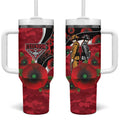 Essendon Bombers ANZAC Personalised Tumbler With Handle Lest We Forget Poppy Camo