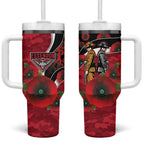 Essendon Bombers ANZAC Personalised Tumbler With Handle Lest We Forget Poppy Camo