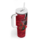 Essendon Bombers ANZAC Personalised Tumbler With Handle Lest We Forget Poppy Camo