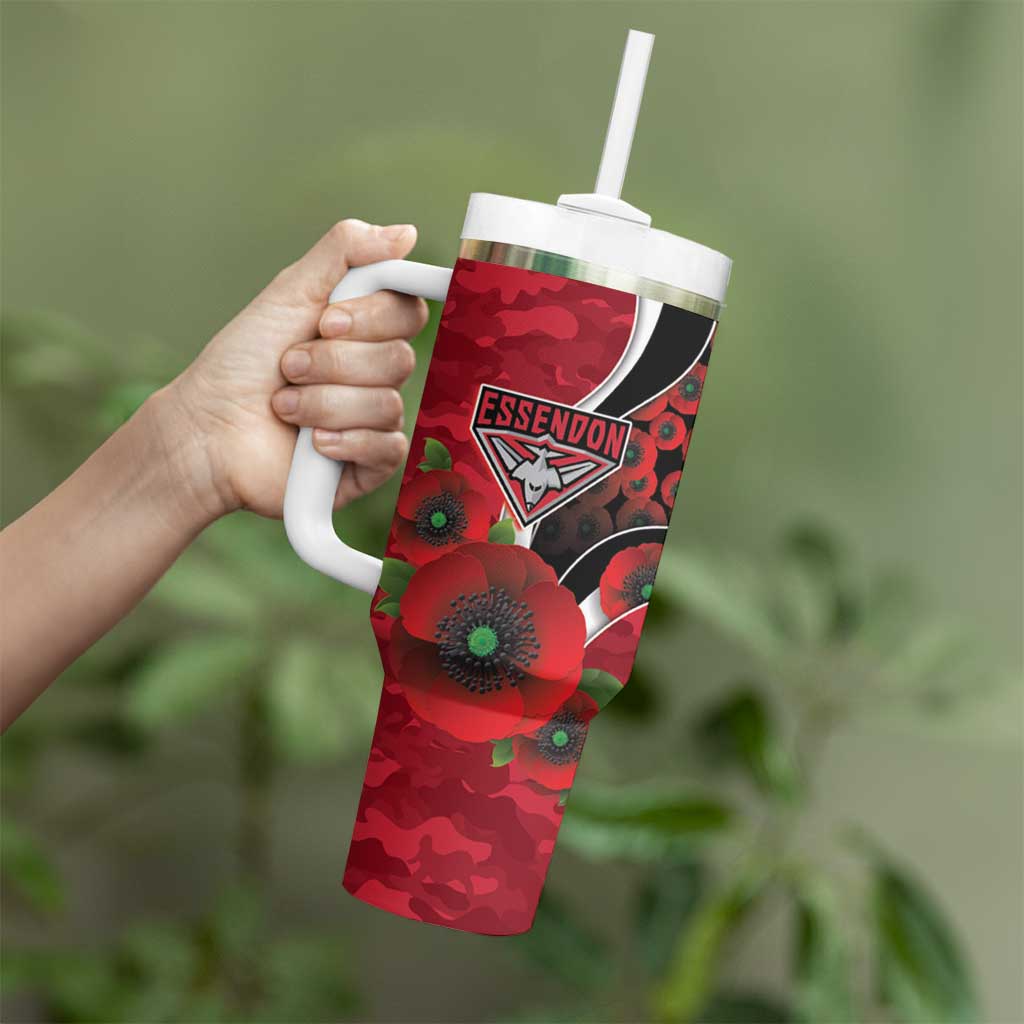 Essendon Bombers ANZAC Personalised Tumbler With Handle Lest We Forget Poppy Camo