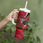 Essendon Bombers ANZAC Personalised Tumbler With Handle Lest We Forget Poppy Camo