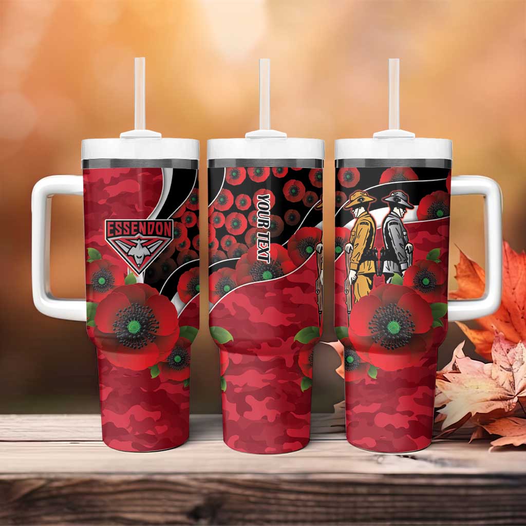 Essendon Bombers ANZAC Personalised Tumbler With Handle Lest We Forget Poppy Camo