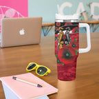 Essendon Bombers ANZAC Personalised Tumbler With Handle Lest We Forget Poppy Camo