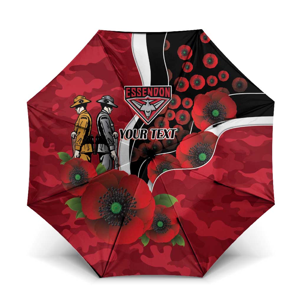 Essendon Bombers ANZAC Personalised Umbrella Lest We Forget Poppy Camo