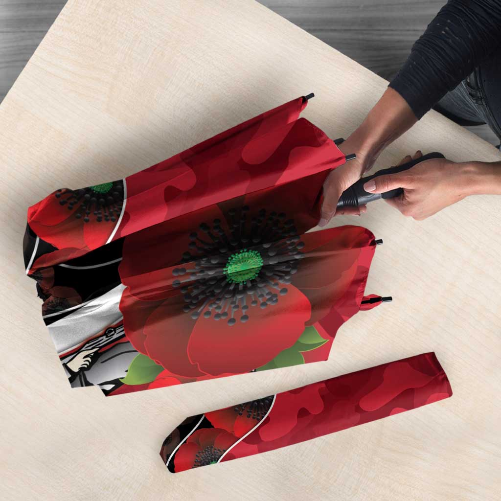 Essendon Bombers ANZAC Personalised Umbrella Lest We Forget Poppy Camo
