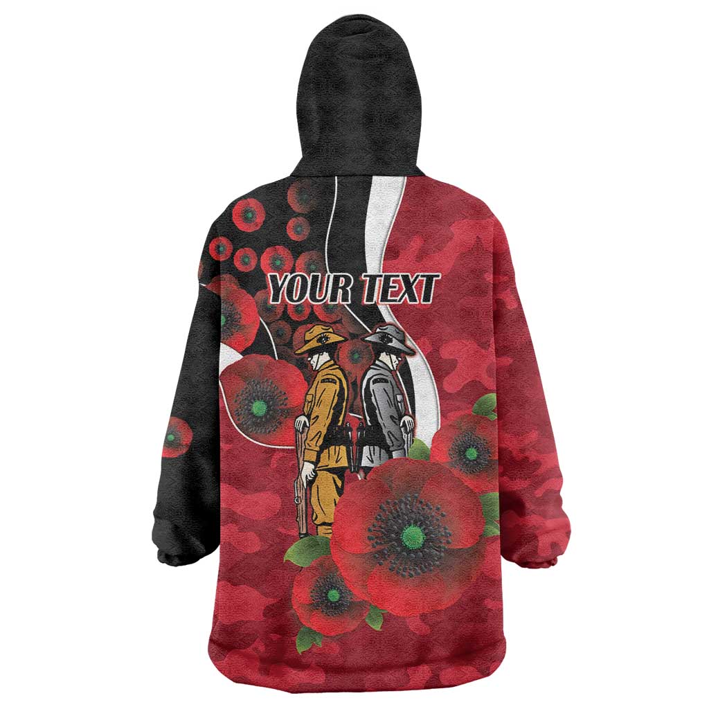 Essendon Bombers ANZAC Personalised Wearable Blanket Hoodie Lest We Forget Poppy Camo