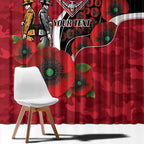 Essendon Bombers ANZAC Personalised Window Curtain Lest We Forget Poppy Camo