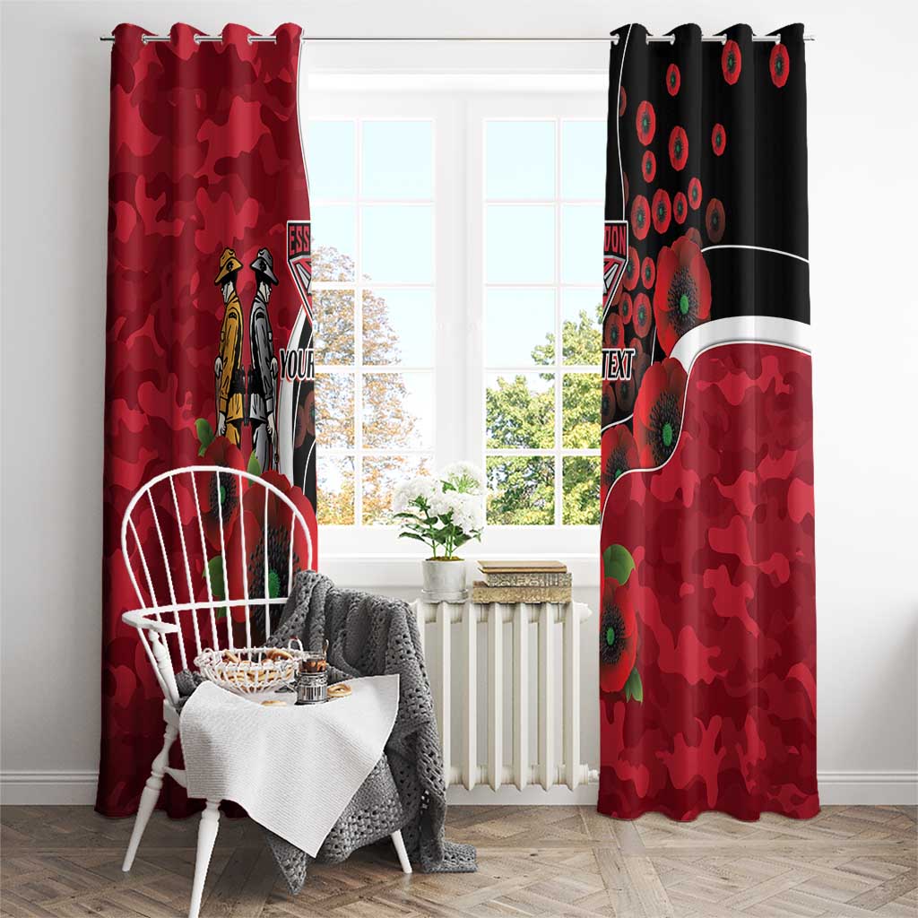 Essendon Bombers ANZAC Personalised Window Curtain Lest We Forget Poppy Camo