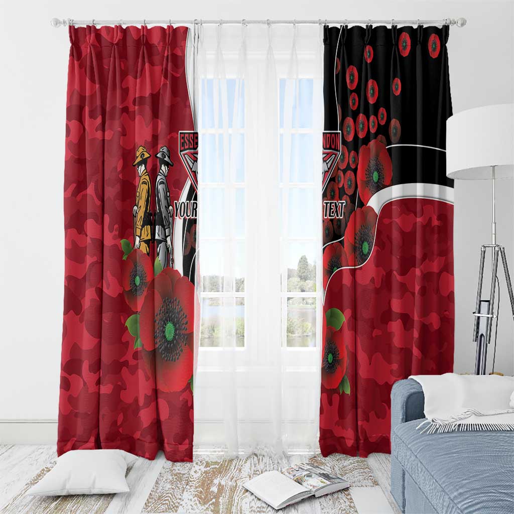 Essendon Bombers ANZAC Personalised Window Curtain Lest We Forget Poppy Camo