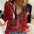 Essendon Bombers ANZAC Personalised Women Casual Shirt Lest We Forget Poppy Camo